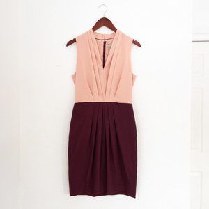 H&M pleated colorblock dress—dusty pink & plum